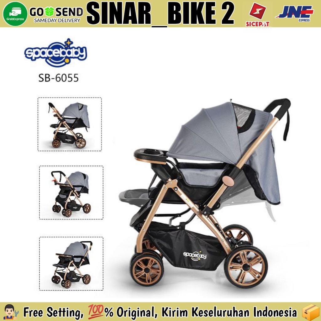 Baby Stroller Spacebaby SB-6055//SB-6055A//K9500 Stir Bolak Balik Kereta Dorong Bayi