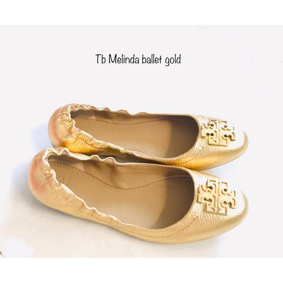 sepatu tory burch melinda ballet flatshoes gold