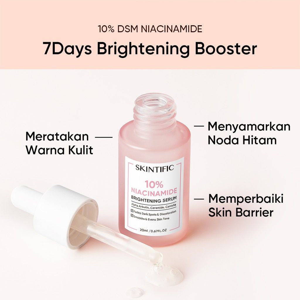 BPOM SKINTIFIC 10% Niacinamide Brightening Serum 20ml Pencerah Pemutih Wajah Muka