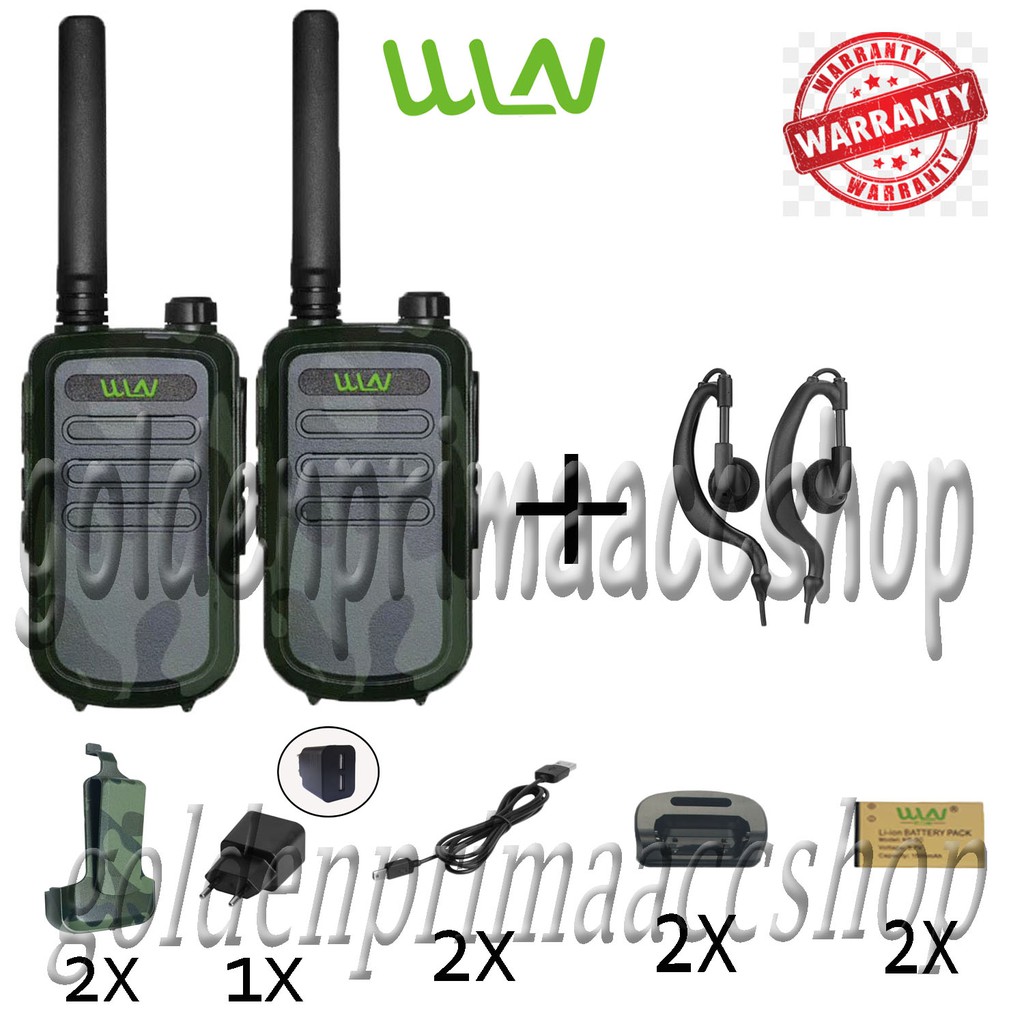 Paket Earphone WLN Walkie talkie KD - C10U ( isi 2 pcs ) Loreng hijau