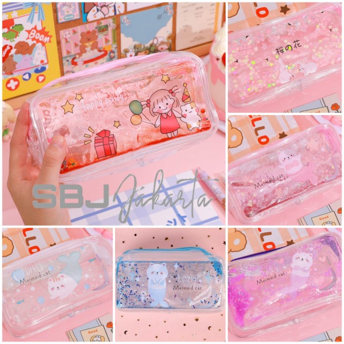 

Berkualitas Tempat Pensil Kotak Pensil Tas Kosmetik Glitter Quicksand Liquid Terlaris