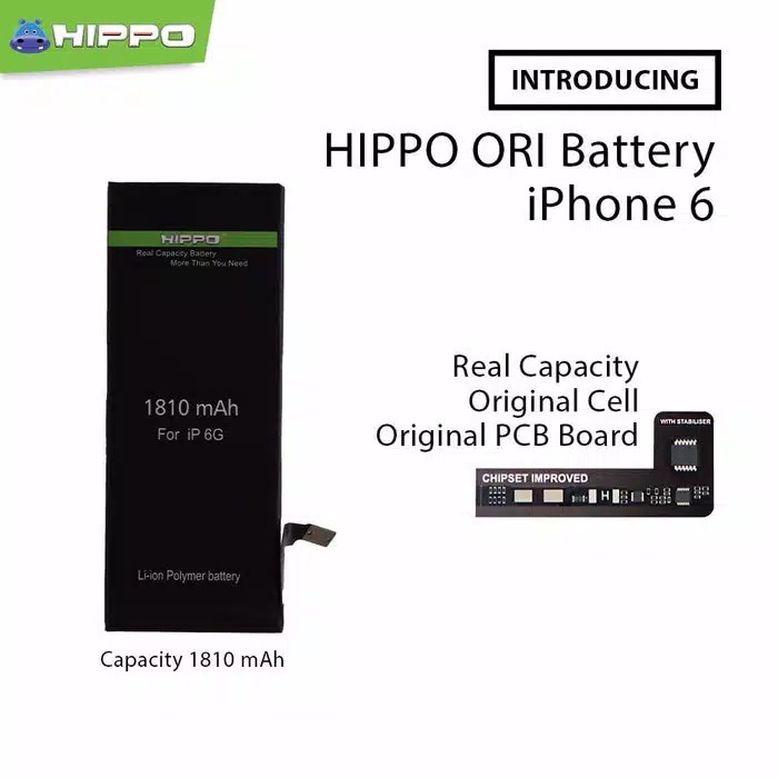 Hippo Baterai Batre  6 / 6G Hippo batre Original Battery  6 / Garansi Resmi