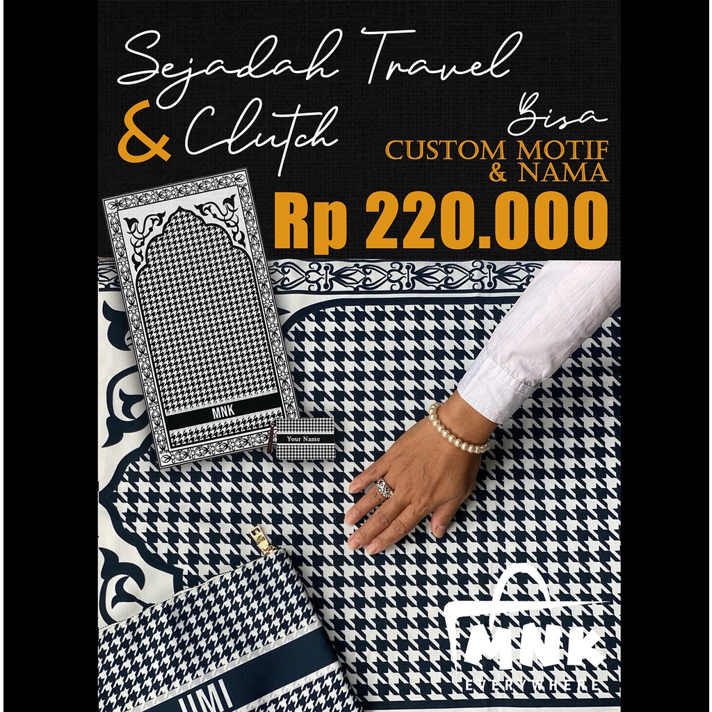 MNK BAG I MNK SEJADAH TRAVEL & CLUTCH WANITA PRINT CUSTOM | SEJADAH LIPAT | SEJADAH TRAVELING LEMBUT