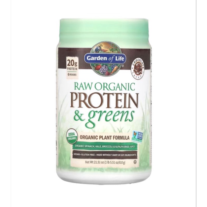 

RAW Protein & Greens, Organic Plant Formula, Chocolate Cacao, 21.51 oz (610 g)