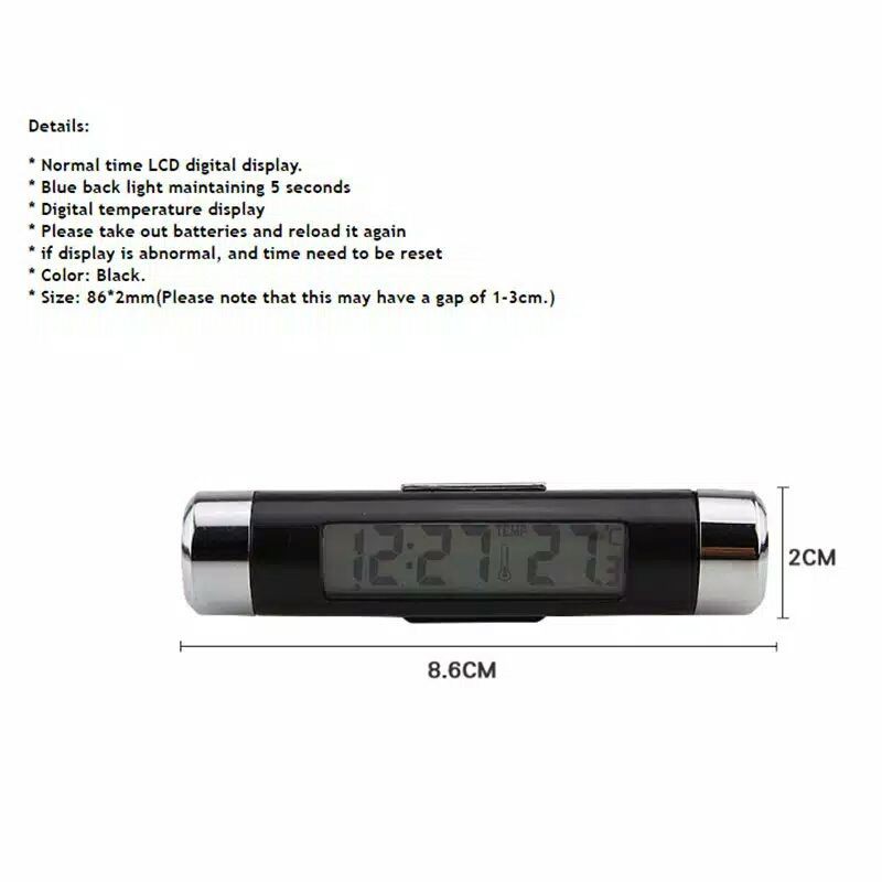 JAM MOBIL DIGITAL + TERMOMETER SUHU LCD MENYALA UNIVERSAL HIGH QUALITY