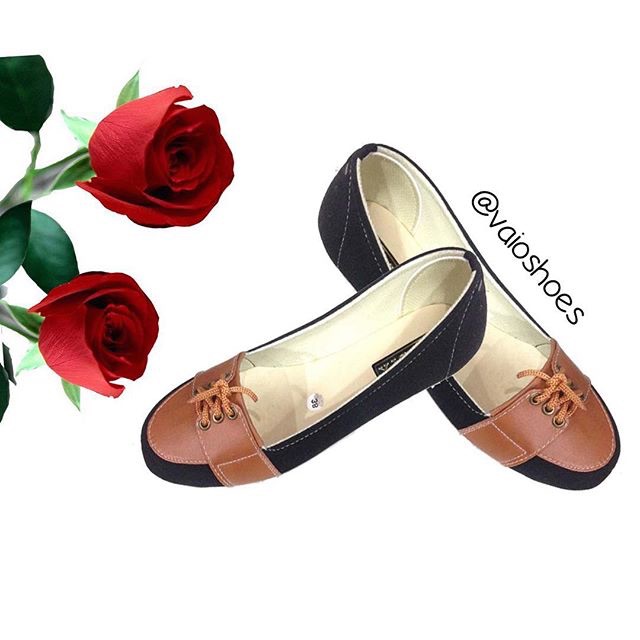 Flatshoes kombi ujung tali coklat