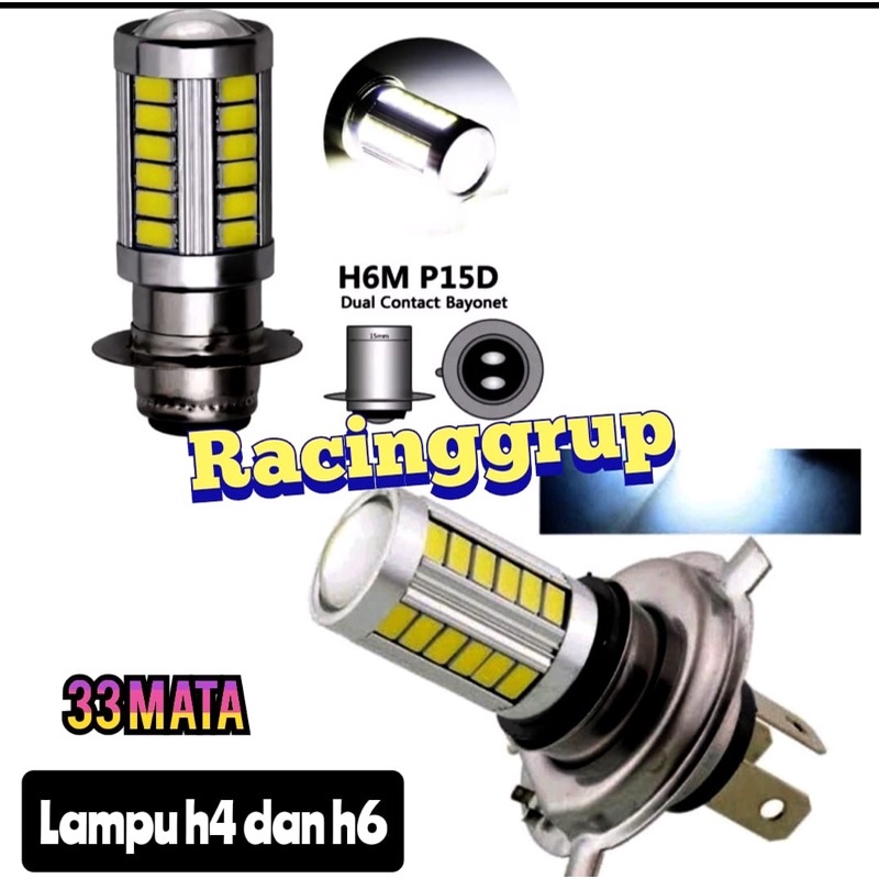 Lampu motor Mobil Sen Mundur LED Monster 1156 BA15S Bayonet 1 kaki 33 led mata - Putih Mobil 33LED H4 H6