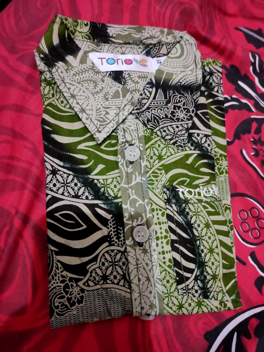 Torio Indonesian Smart Casual Green Batik - Kemeja Batik Anak Laki-laki