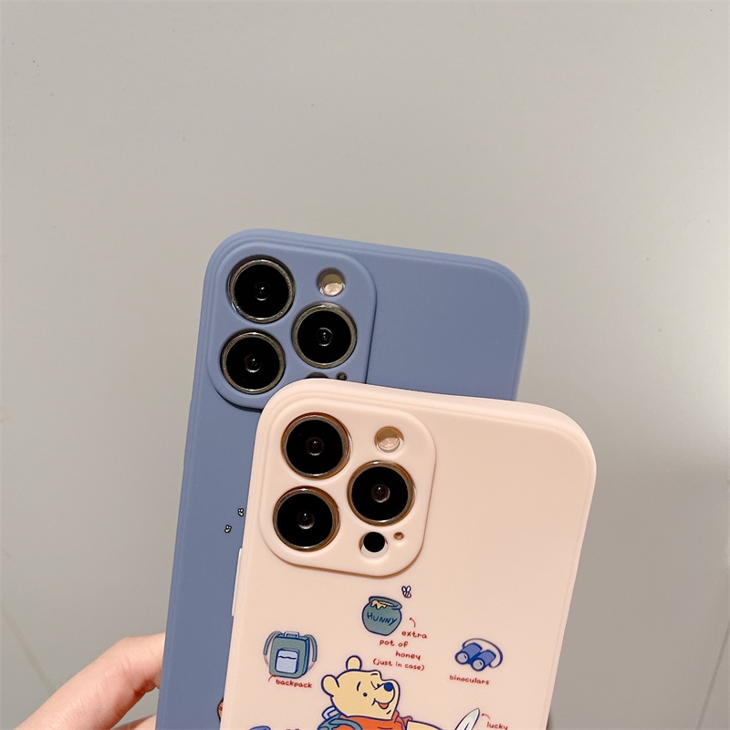 Cute Winnie the Pooh case iphone 11 pro max 12 13 pro max Xs max XR 7/8 plus se2020 Fun Side Pattern All Inclusive Shockproof Silicone Soft Case Cover