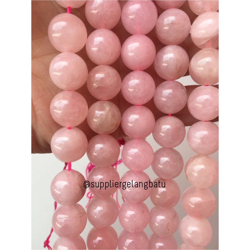 batu kristal rose quartz 14mm pink natural crystal stone healing ping kuarsa alam yoga kesehatan