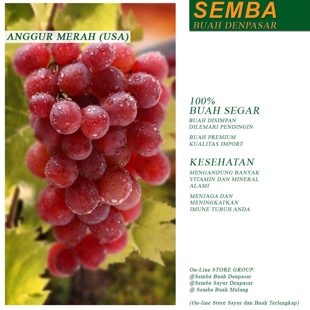 

BUAH ANGGUR MERAH buah fruit sayuran sembako food makanan pangan fresh segar murah DENPASAR BALI