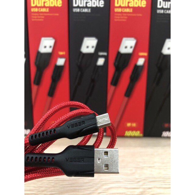 Kabel Data Micro usb VEGER VP-14 Fast Charging 2.4A panjang 100cm