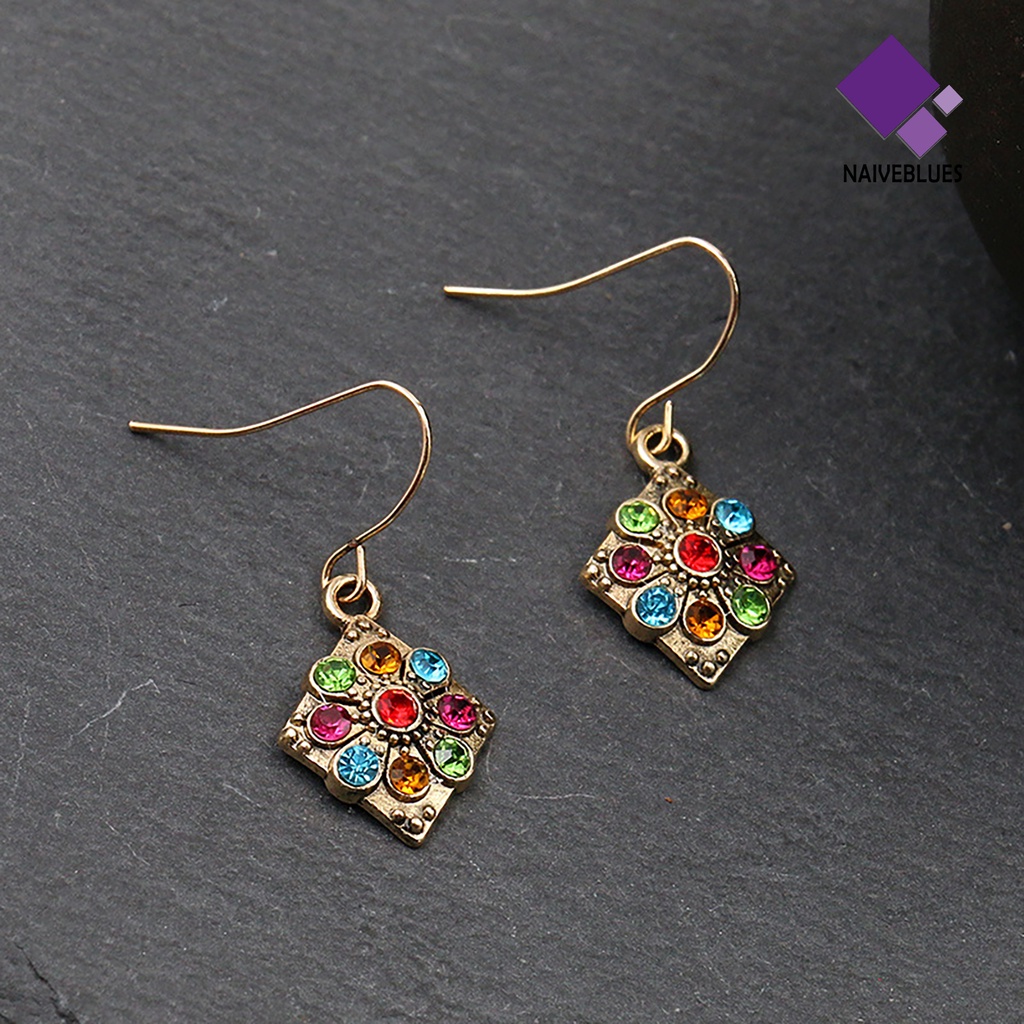 Naiveblue &gt; Anting Gantung Kait Gaya Retro Bohemian Vintage Motif Geometri + Hollow Untuk Perhiasan Wanita