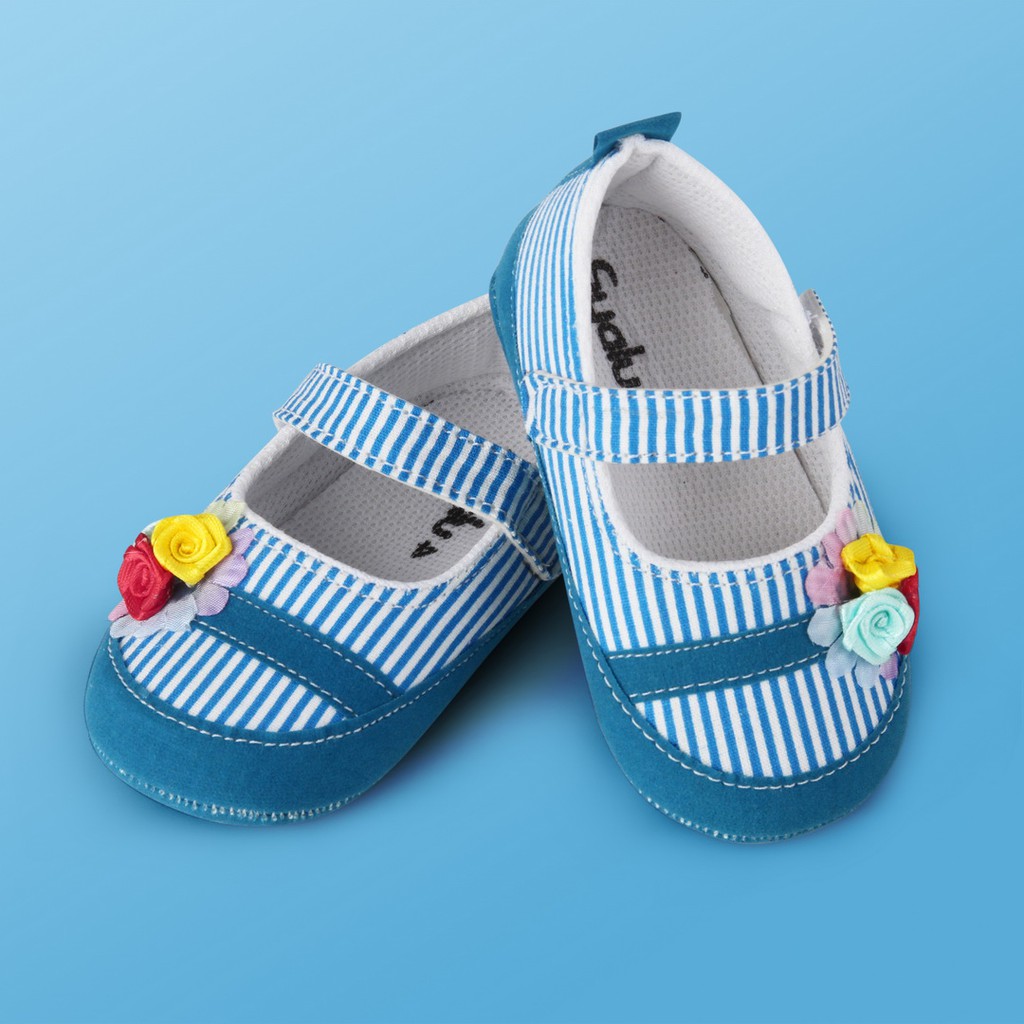 sepatu anak cewek baru lahir ringan alas kain lucu  PWCW BIRU