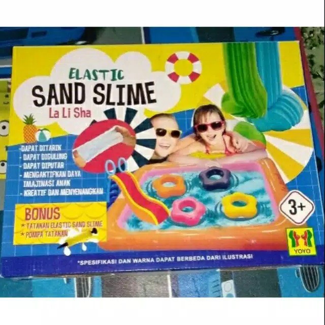 Mainan anak pasir ajaib elastic sand slime plus nampan tatakan edukasi -  A072