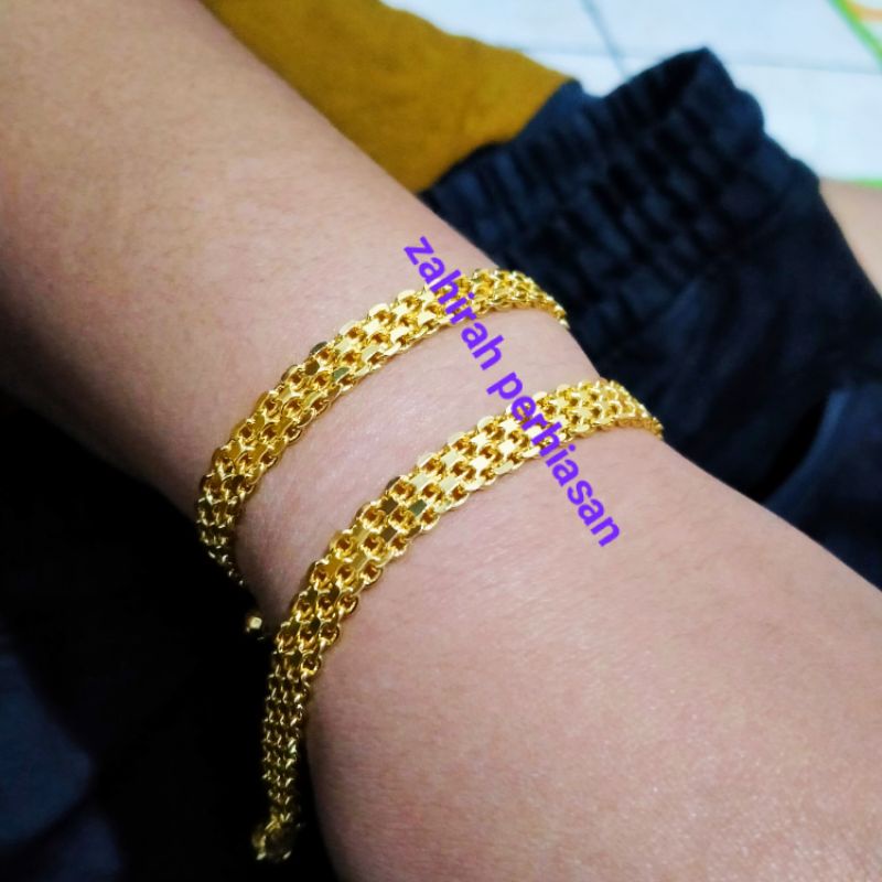 GELANG TIKAR TERBUAT DARI COIN ASLI GELANG BERLAPIS EMAS 24 K  TIDAK MUDAH LUNTUR, GELANG PERHIASAN MIRIP EMAS ASLI 12121