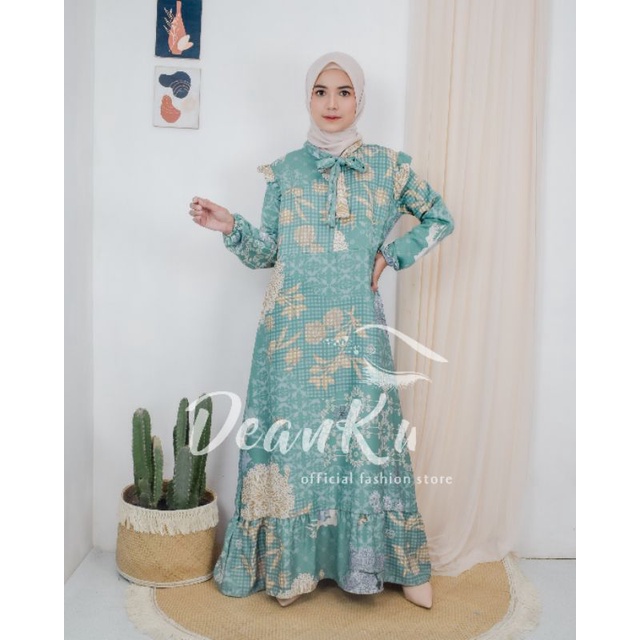 DeanKu Zanna Dress Gamis Hari Raya Lebaran Wanita Muslimah Syari Maxmara Lux Premium Original Maxi R