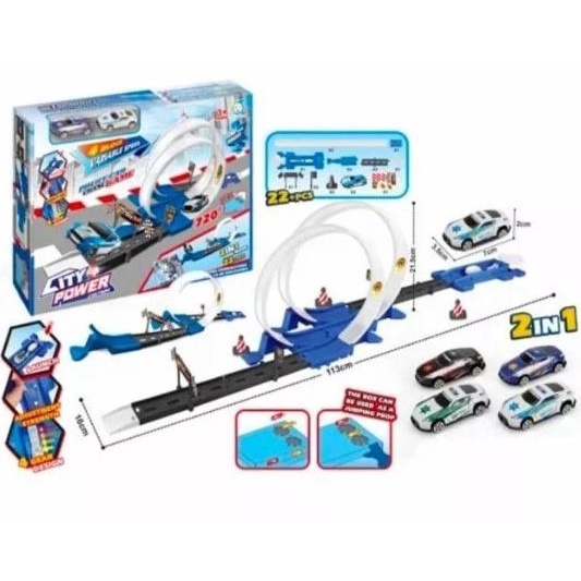Mainan Mobil Ejection City Power Racing Track (22PCS)