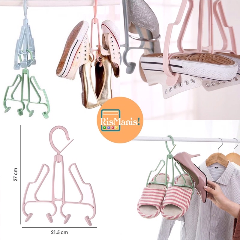 2 IN 1 SHOES HANGER Gantungan Sepatu Cantolan Sandal Hook Kaos Kaki Jemuran Rumah Organizer Praktis