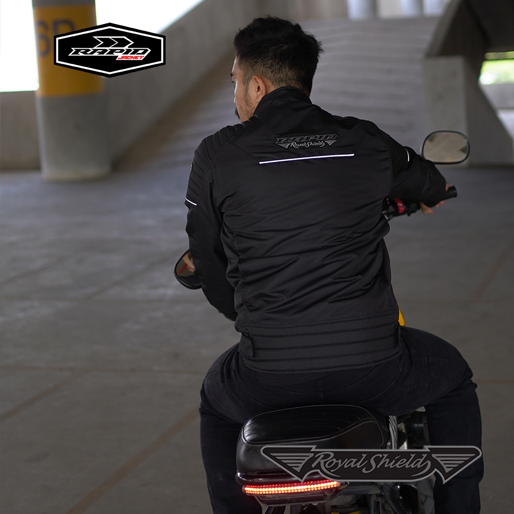 Jaket motor touring premium RAPID ROYALSHIELD vintage jacket reflektif, berventilasi, anti air dan anti angin dengan design vintage dan full bordir