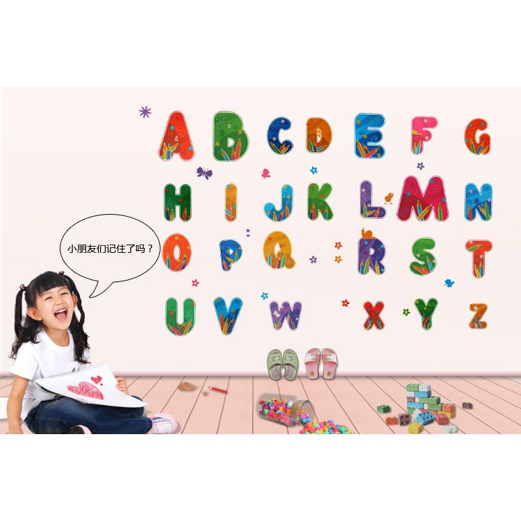 RELIZA WALL STICKER ALPHABET ANAK KIDS HURUF STUDY STIKER DINDING XY8073