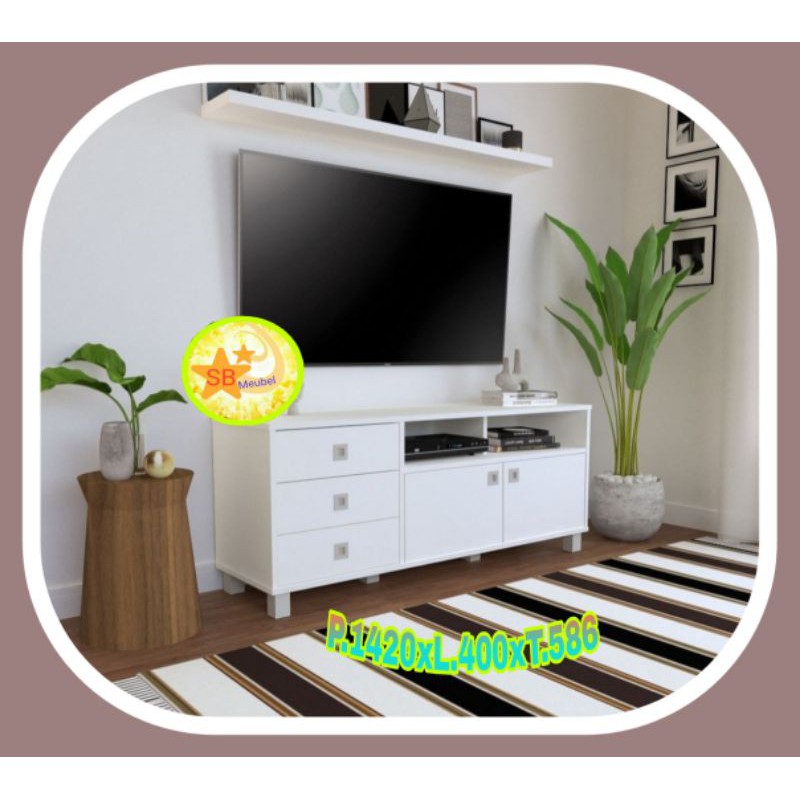 MEJA TV MINIMALIS MODERN FULL WHITE