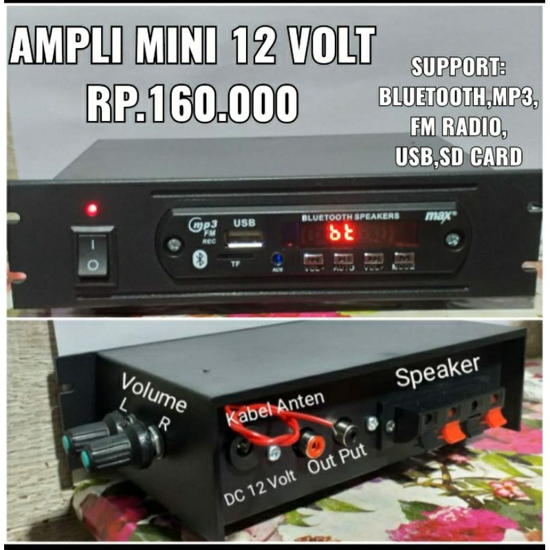 Ampli Mini 12 Volt MP3 Bluetooth USB FM,