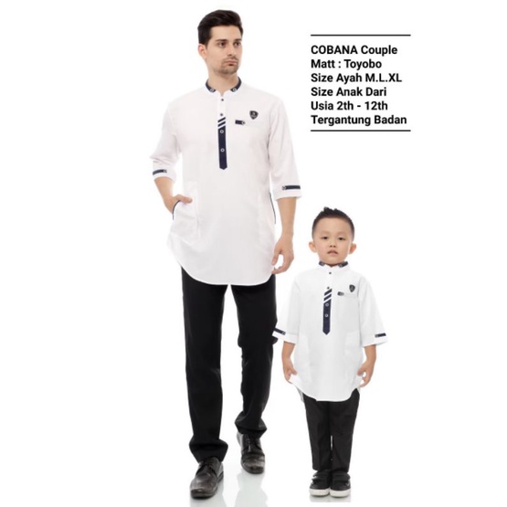 Baju Koko Kurta Couple Ayah Dan Anak Original Cobana Lengan 3/4