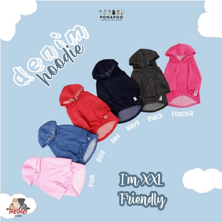 Pomapoo Hoodie Denim Jacket - Baju Jaket Hooodie Kucing Anjing Hewan