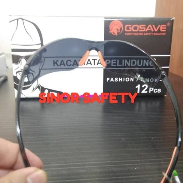 Kacamata Safety Glasses Fashion Hitam Smoke GOSAVE Motor Las Gerinda