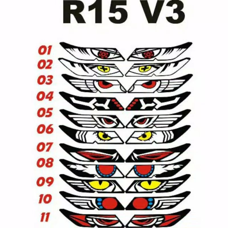 STICKER STIKER LAMPU MOTOR VARIASI HEADLAMP R15 V3 NEW