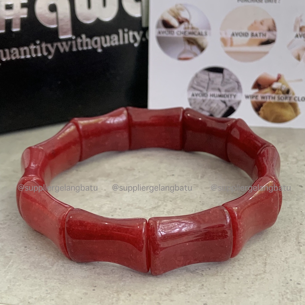 Gelang Batu KORAL MERAH TULANG limited batu alam RED CORAL akik serat