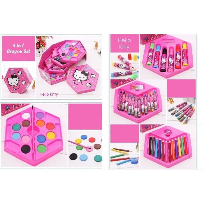

me144 4 in 1 Crayon Color 46 pcs 4 set Crayon Warna Alat Mengambar