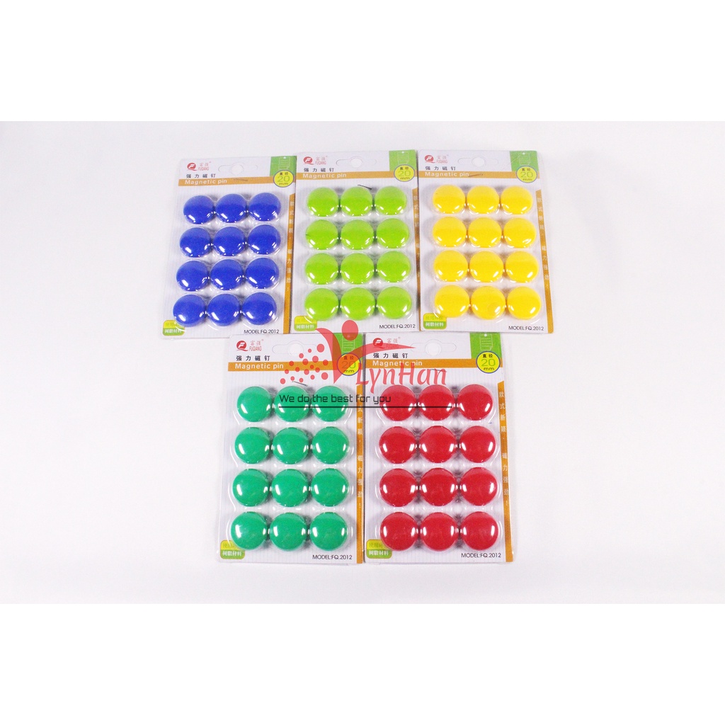 

MAGNET PAPAN TULIS MAGNETIC PIN WHITEBOARD 20MM 2CM 1SET ISI 12PCS