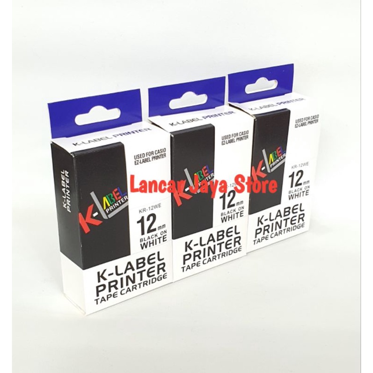 KR-Label Printer Black Ink White KR-12WE1/KR-Label It 12mm