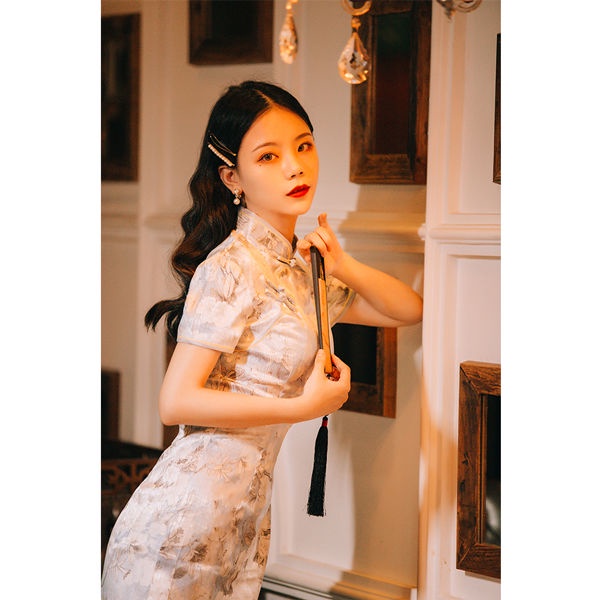 Chinese style young dress elegant temperament girl Suzhou cheongsam long style retro old Shanghai im