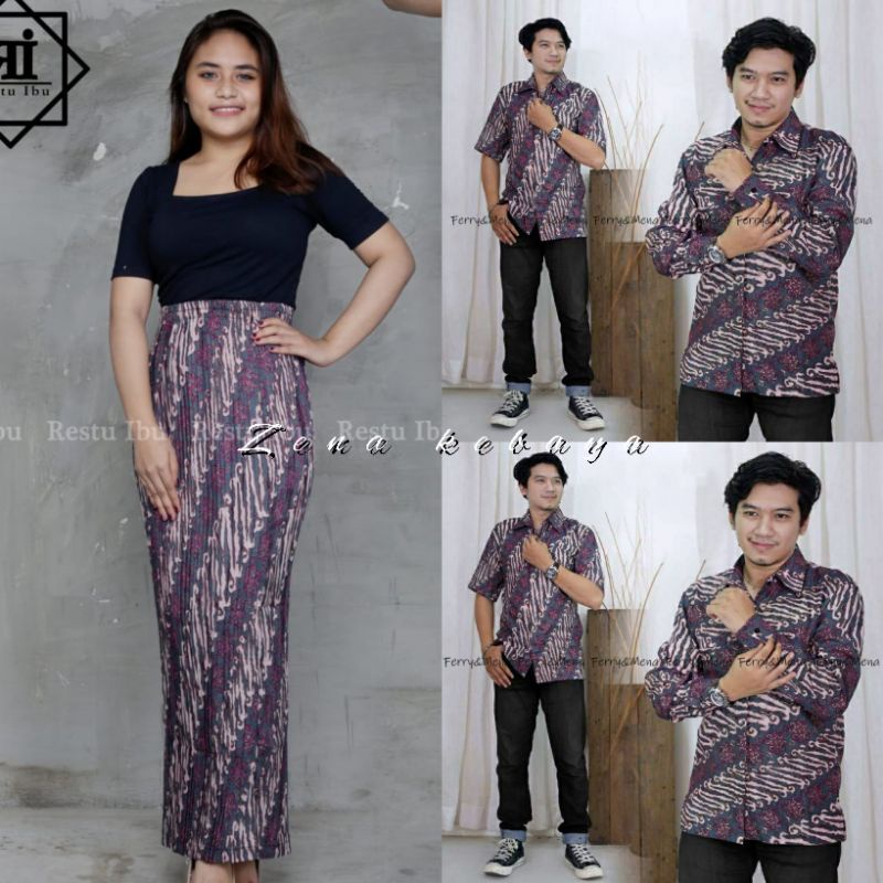 COUPLE KEMEJA BATIK COUPLE ROK BATIK MOTIF LERENG PINK