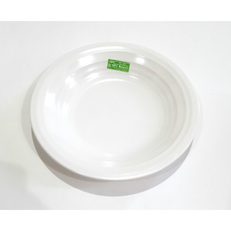 P1001 Piring Melamin Ulir Datar 10 inc Putih Gading Golden Flying Fish - PG