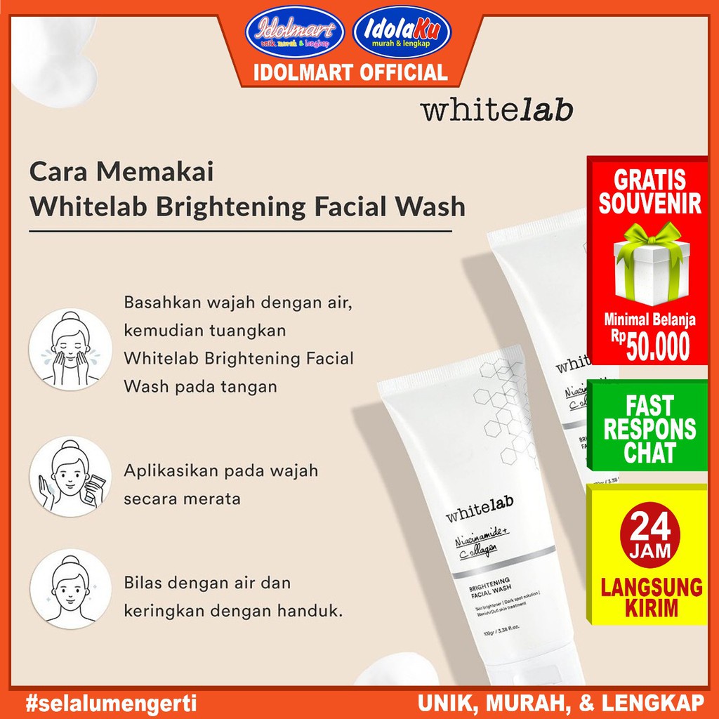 IDOLMART Whitelab Brightening Facial Wash 100ml Idolmart Surabaya