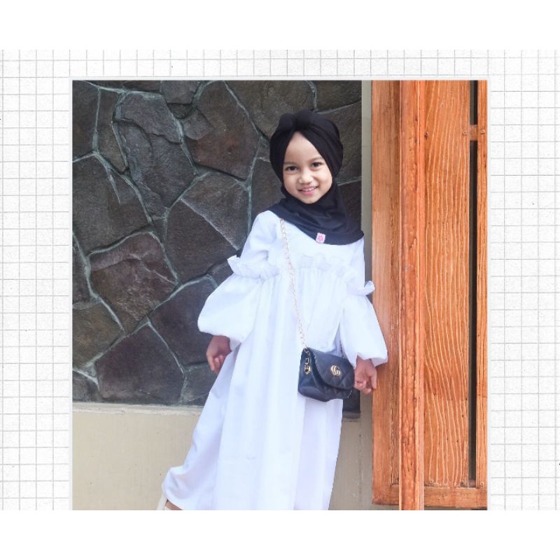 Gamis anak model terbaru &amp; terlaris/Crinkel Air flow dengan tangan balon nyaman di pakai M L XL