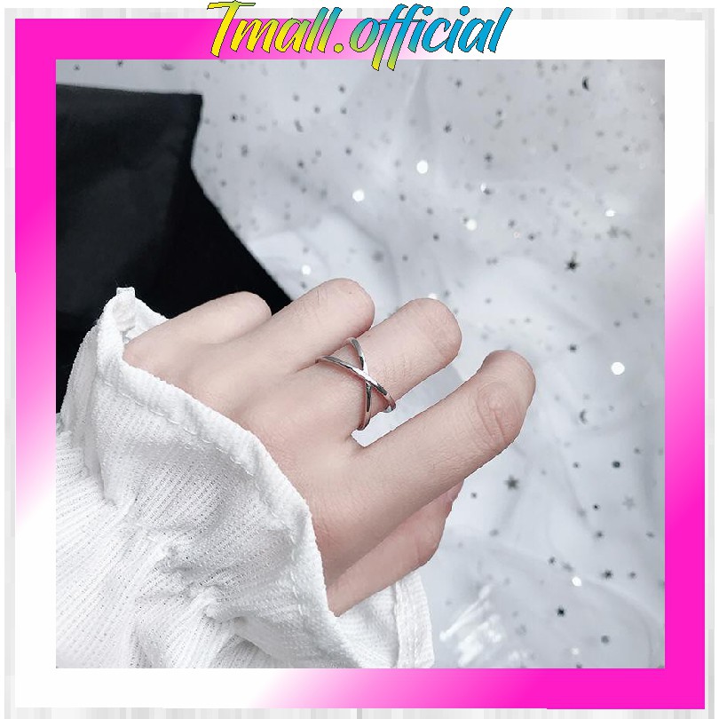 ❄ TMALL ❄ A034 Cincin Silang Fashion Korea Perhiasan Wanita Berongga 3 Dimensi Stainless Steel