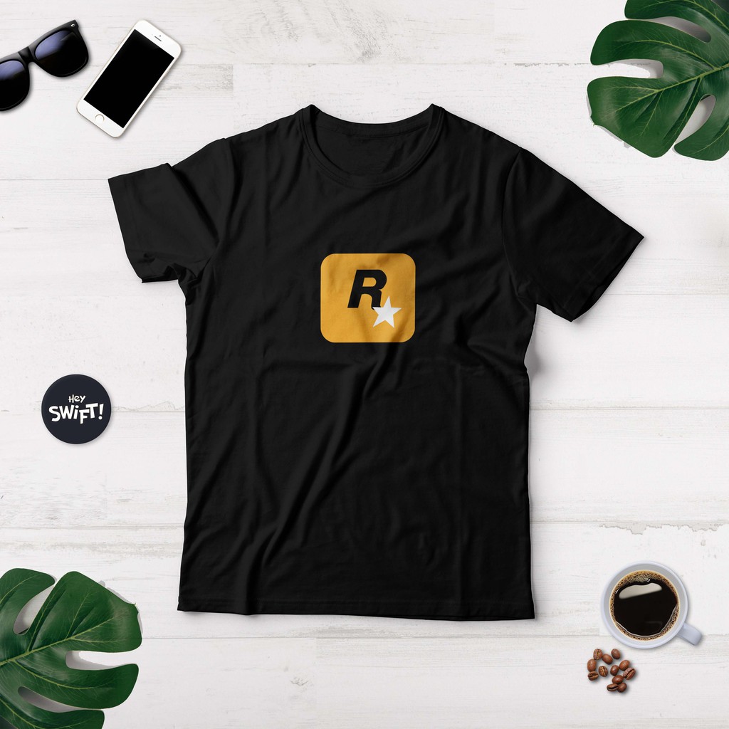 KAOS ROCKSTAR GAMES LOGO GTA T-SHIRT GAMING GAME DEVELOPER BAJU DISTRO