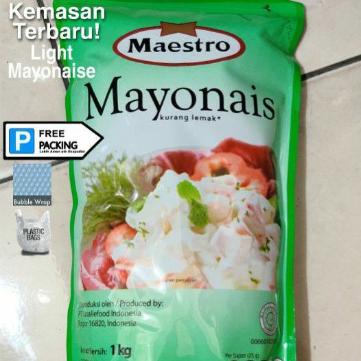 Maestro Mayonaise Light Refil Pouch 1 kg per Karton DUS isi 10pcs GROSIR