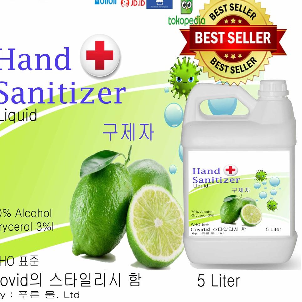[KODE PRODUK 6CL9981] Hand sanitizer 5 liter 100ml , 500ml , 1 Liter varian Cair atau Spray varian b