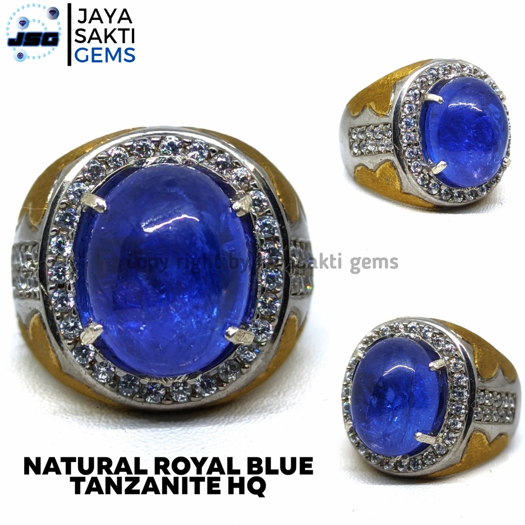 Natural Royal Blue Tanzanite Ring Perak Free Sertifikat JSB 01