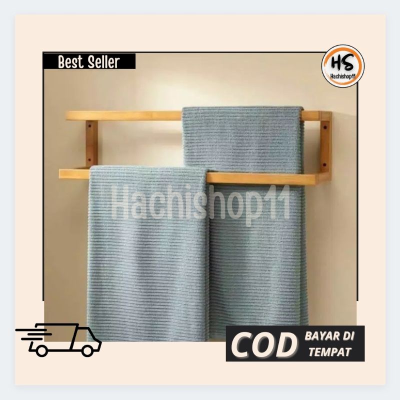 Rak Handuk Tempel Kamar Mandi/Kamar Tidur Minimalis /Rak Kayu Serbaguna/Rak Tdinding Tempel