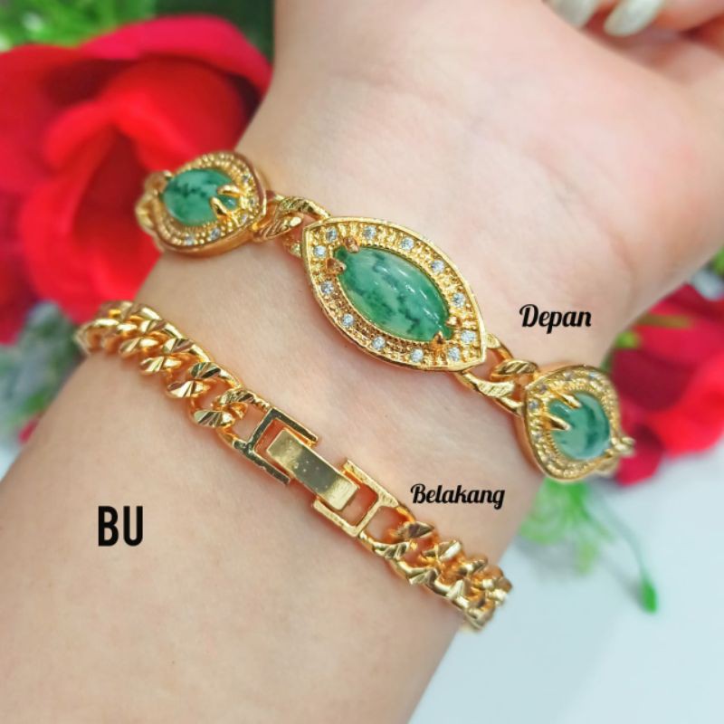 Gelang rantai batu alam warna, gold mewah kualitas terbaik (COD)