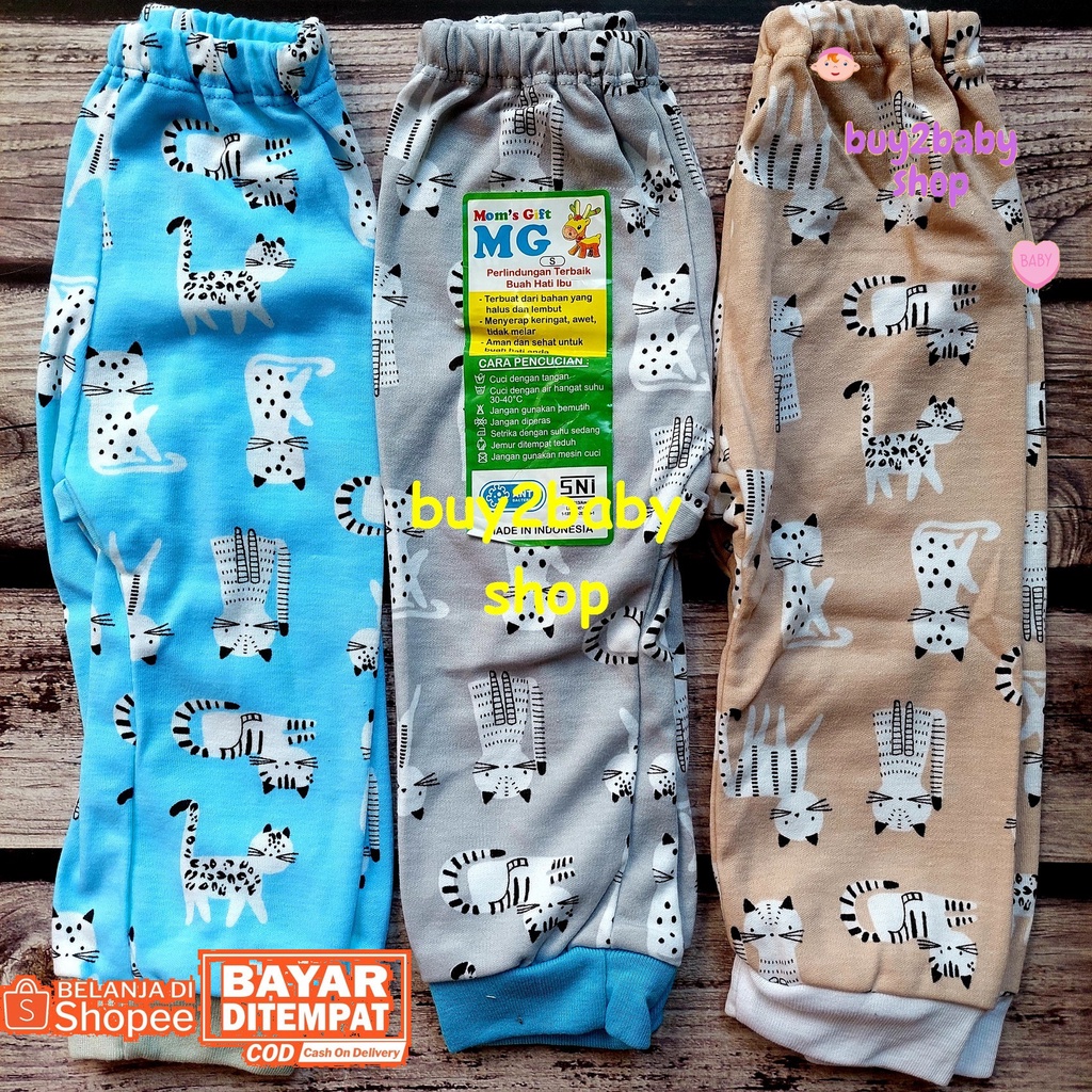 Celana panjang bayi full print moms gift usia 0-24 Bulan isi 3 Celana