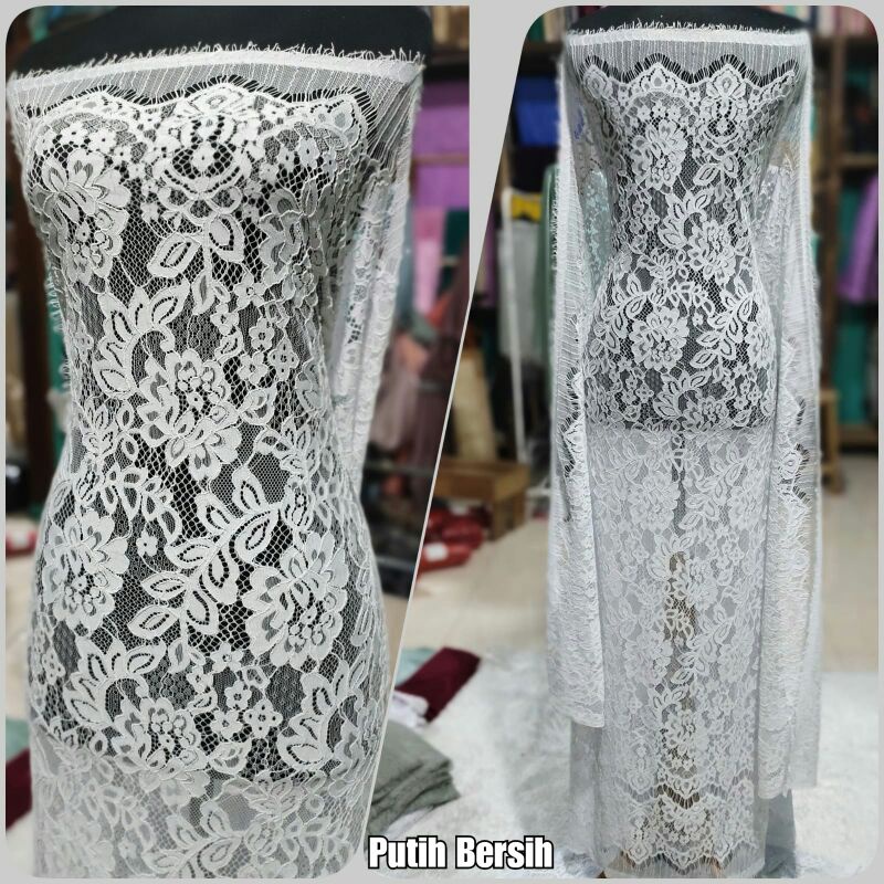 Bakal Kain Brukat Semi Prancis Bahan Kebaya Semi francis cord timbul•Toko Brokat Semi Francis cord