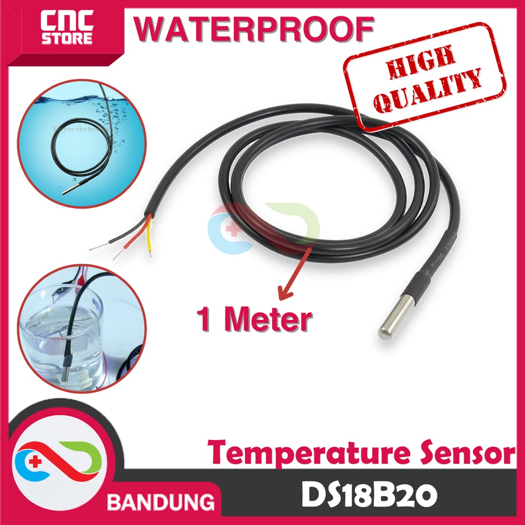 DS18B20 WATERPROOF TEMPERATURE SUHU SENSOR PROBE ARDUINO UNO